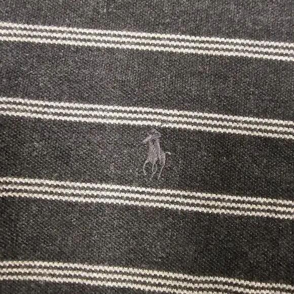 Vintage Polo Ralph Lauren Shirt Large Striped Gray Golf Preppy Casual Essential - Picture 2 of 8